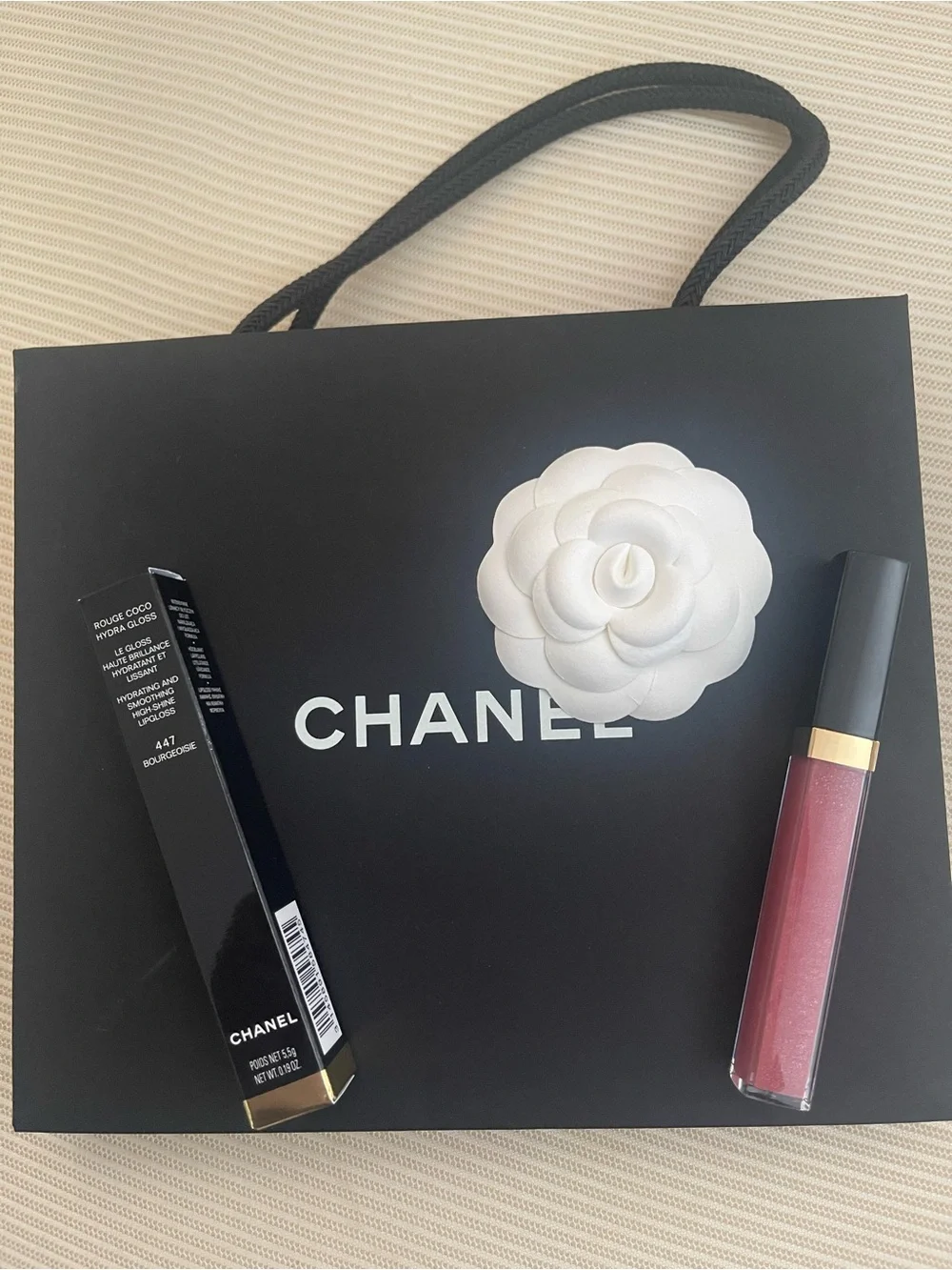 CHANEL AUTHENTIC ROUGE COCO HYDRA GLOSS 447 BOURGEOISIE BRAND NEW